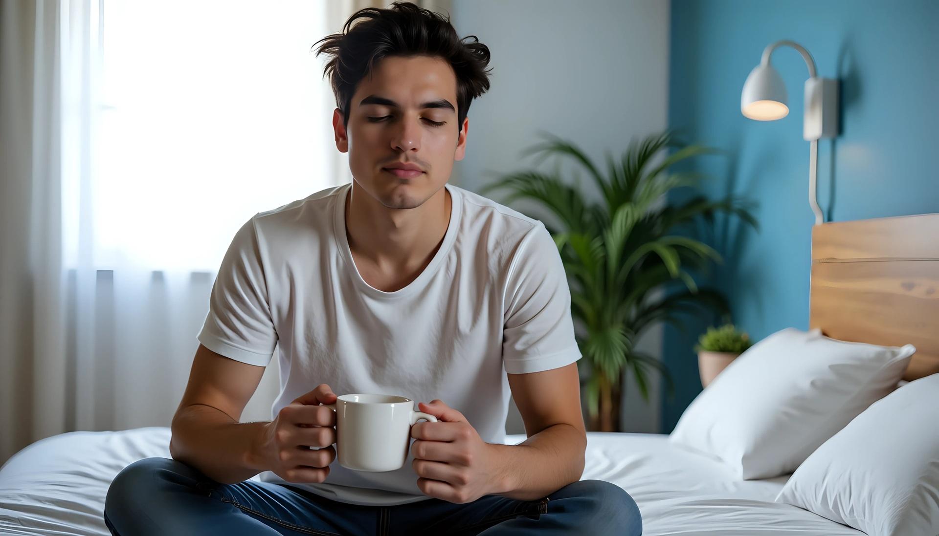 Mann trinkt Kaffee am Morgen | Elf Bar Vape